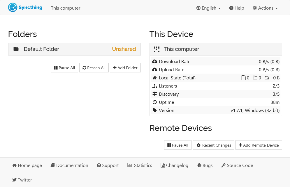 Synchthing GUI