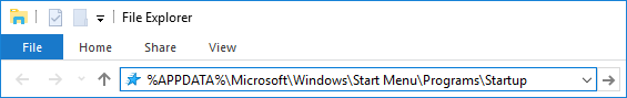 Windows Startup Folder Address Bar Screenshot